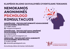 Psichologų kontaktai, informacija tėvams